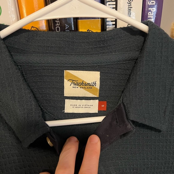 Tracksmith Fells Button Up Navy Wool Blend - Picture 3 of 4